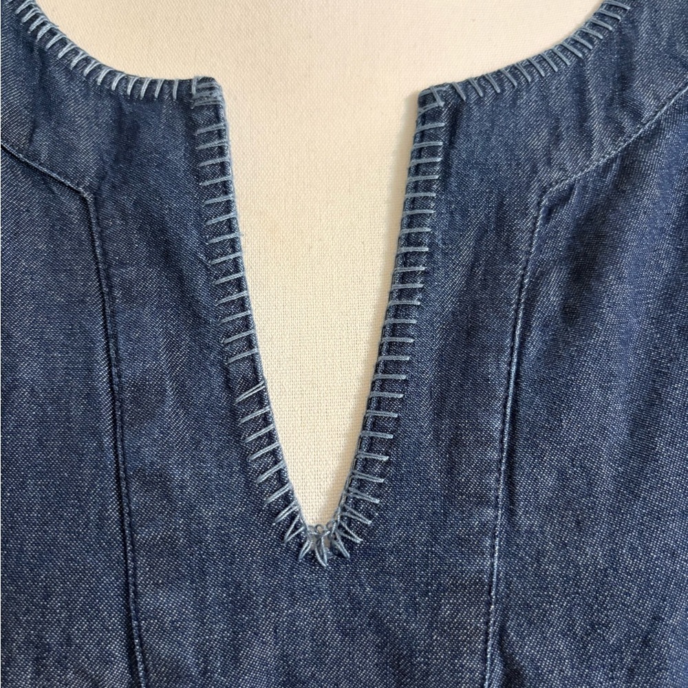 Crown & Ivy Denim V-Neck Short Sleeve Tunic - Blouse size XXL NWT - Picture 3 of 12